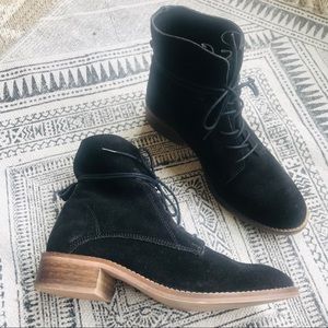 SOLD-Steve Madden Black Suede Lace Up Ankle Boots